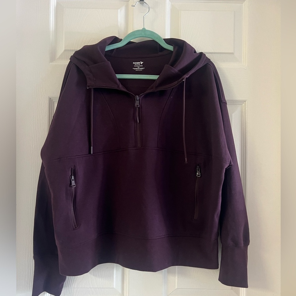 Old Navy Active Plum 1/4 Zip Hoodie Pullover w/ Pockets Size XXL. GUC!